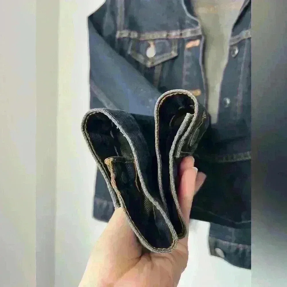 Vintage Levi’s Red Tab 90s Womens Dark Denim Country Western Jacket Medium - Picture 5 of 13